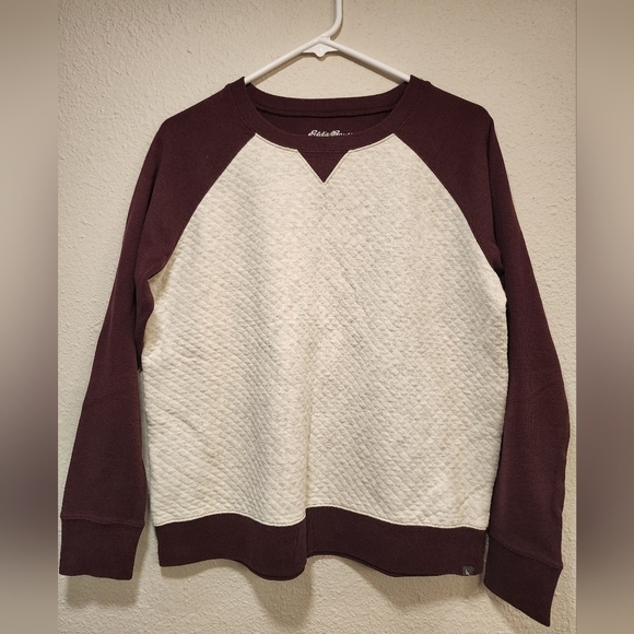 Women's Eddie Bauer Retro Brand Maroon and Cream Sweatshirt - Picture 1 of 7